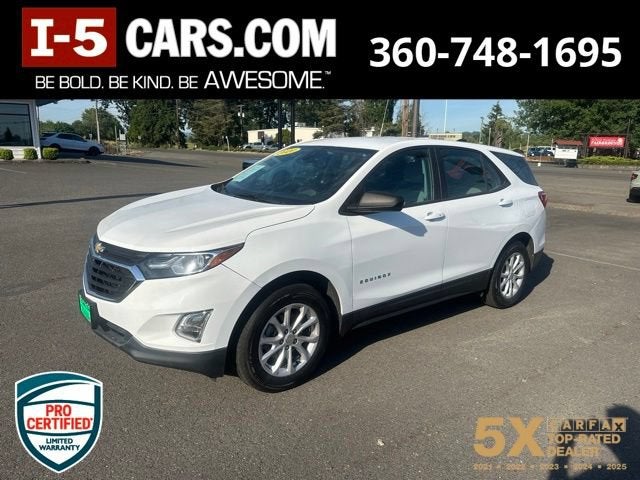 2020 Chevrolet Equinox LS in Summit White — front three-quarter view