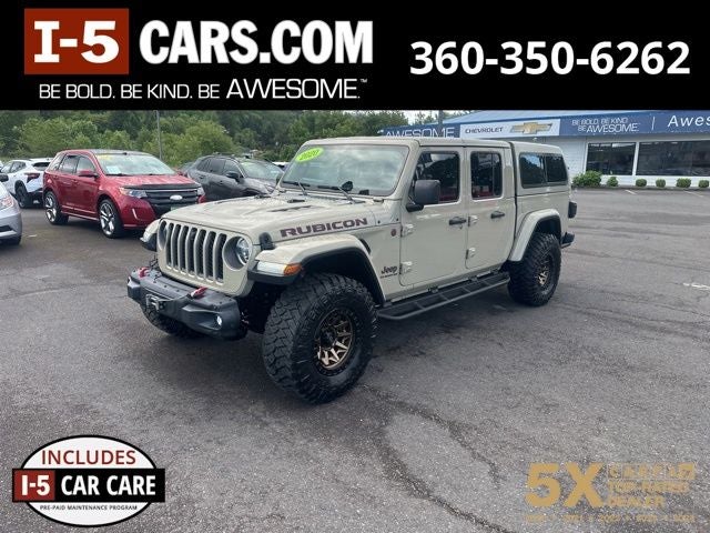 2020 Jeep Gladiator Rubicon in Gobi Clearcoat — front three-quarter view