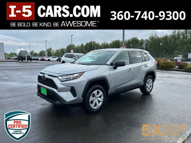 2024 Toyota RAV4 LE in Silver Sky Metallic — front three-quarter view
