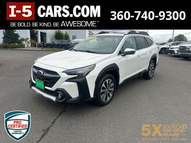 2025 Subaru Outback Touring XT in Crystal White Pearl — front three-quarter view