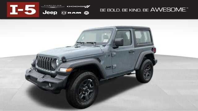 2026 Jeep Wrangler WRANGLER 2-DOOR SPORT in Anvil Clear-Coat Exterior Paint — front three-quarter view