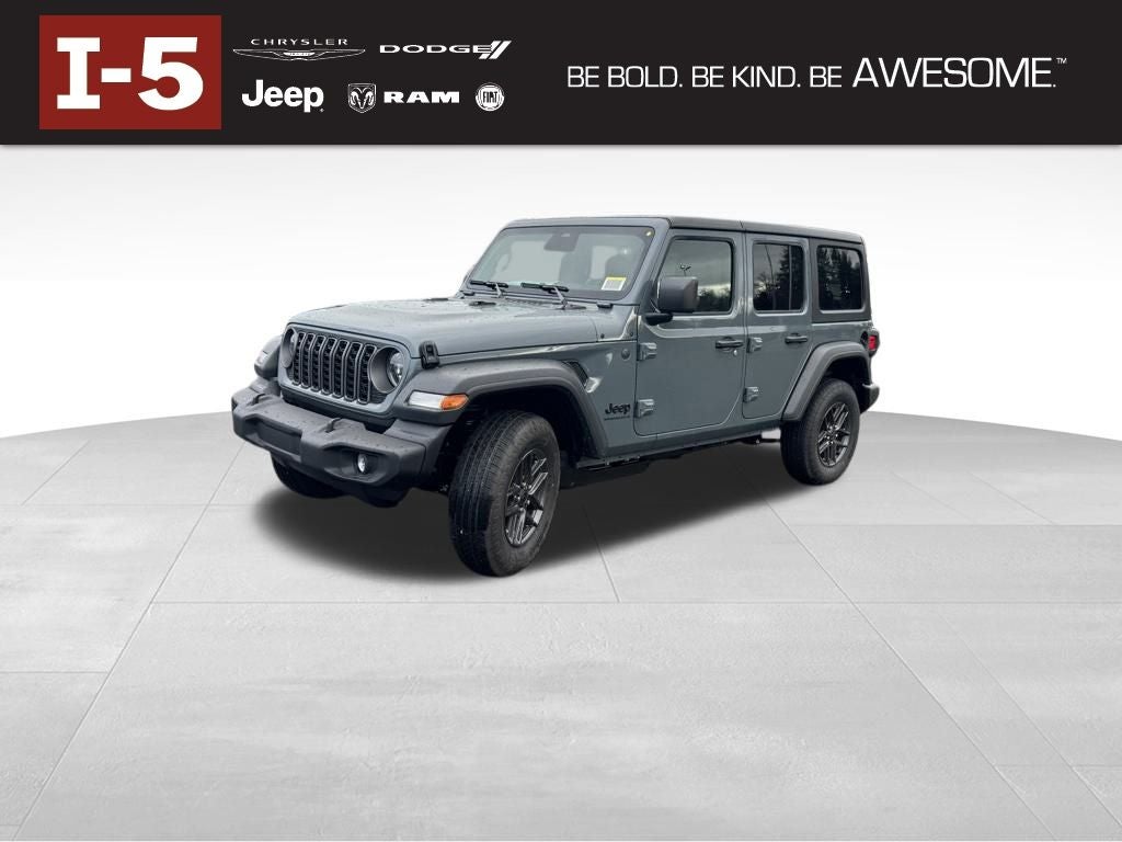 2026 Jeep Wrangler WRANGLER 4-DOOR SPORT S in Anvil Clear-Coat Exterior Paint — front three-quarter view