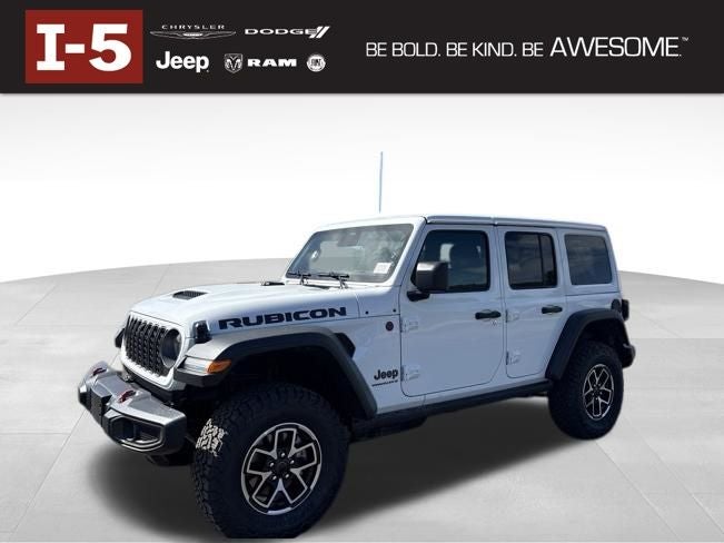 2026 Jeep Wrangler WRANGLER 4-DOOR RUBICON in Bright White Clear-Coat Exterior Paint — front three-quarter view
