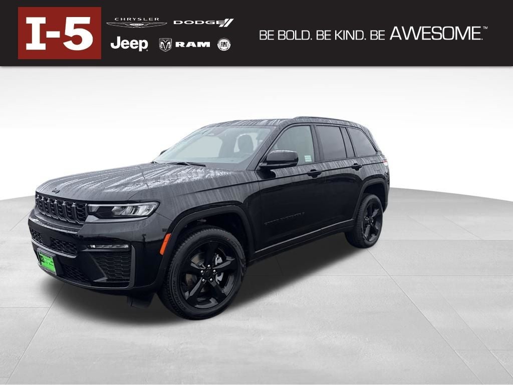 2026 Jeep Grand Cherokee GRAND CHEROKEE LIMITED 4X4 in Diamond Black Crystal Pearl-Coat Exterior Paint — front three-quarter view