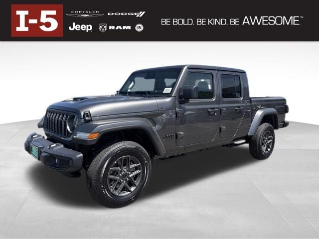 2026 Jeep Gladiator GLADIATOR SPORT S 4X4 in Granite Crystal Metallic Clear-Coat Exterior Paint — front three-quarter view