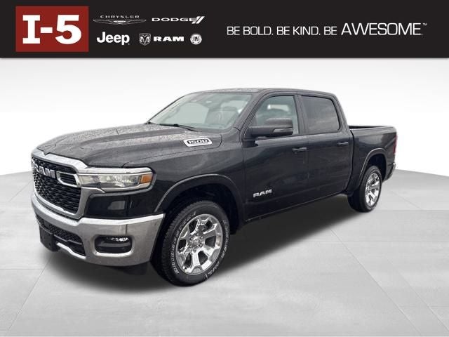 2026 RAM Ram 1500 RAM 1500 BIG HORN CREW CAB 4X4 5'7' BOX in Diamond Black Crystal Pearl-Coat Exterior Paint — front three-quarter view