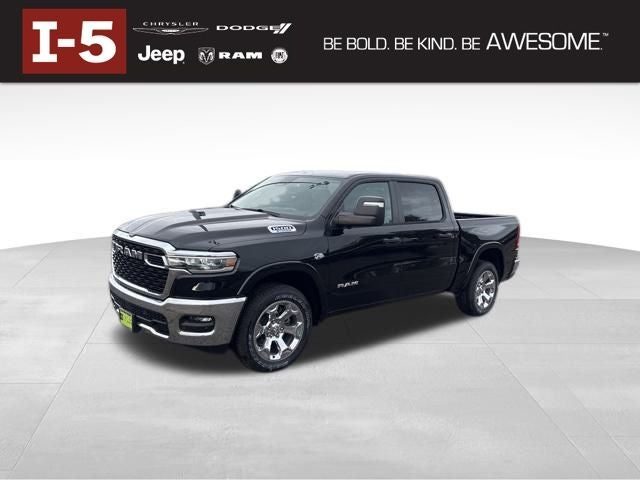 2026 RAM Ram 1500 RAM 1500 BIG HORN CREW CAB 4X4 5'7' BOX in Diamond Black Crystal Pearl-Coat Exterior Paint — front three-quarter view