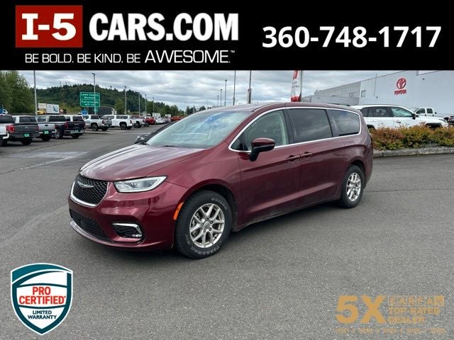 2023 Chrysler Pacifica Touring L in Velvet Red Pearlcoat — front three-quarter view