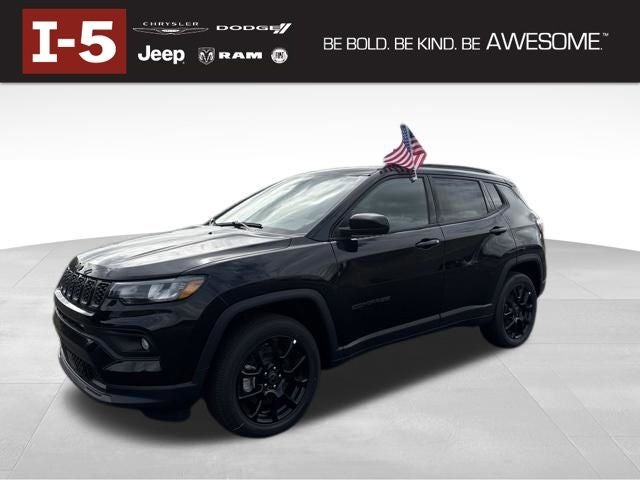 2026 Jeep Compass COMPASS LATITUDE ALTITUDE 4X4 in Diamond Black Crystal Pearl-Coat Exterior Paint — front three-quarter view