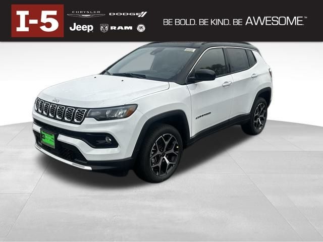 2026 Jeep Compass COMPASS LIMITED 4X4 in Bright White Clear-Coat Exterior Paint — front three-quarter view