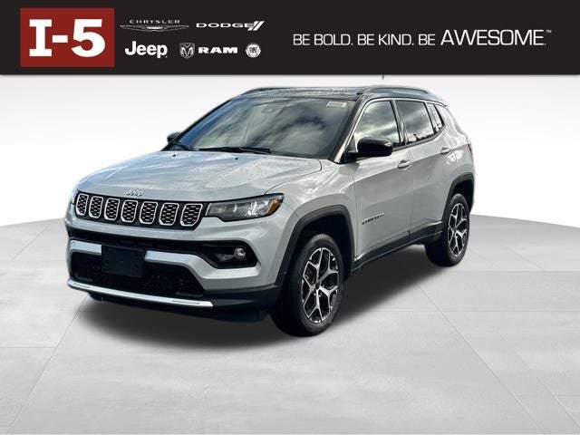 2026 Jeep Compass COMPASS LIMITED 4X4 in Silver Zynith Metallic Clear-Coat Exterior Paint — front three-quarter view