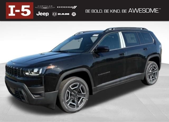 2026 Jeep Cherokee CHEROKEE LIMITED 4X4 in Diamond Black Crystal Pearl-Coat Exterior Paint — front three-quarter view