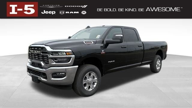 2026 RAM Ram 3500 RAM 3500 BIG HORN CREW CAB 4X4 8' BOX in Diamond Black Crystal Pearl-Coat Exterior Paint — front three-quarter view