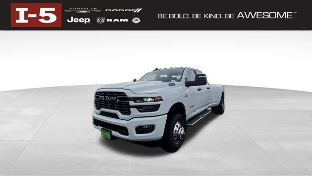 2026 RAM Ram 3500 RAM 3500 BIG HORN CREW CAB 4X4 8' BOX in Bright White Clear-Coat Exterior Paint — front three-quarter view