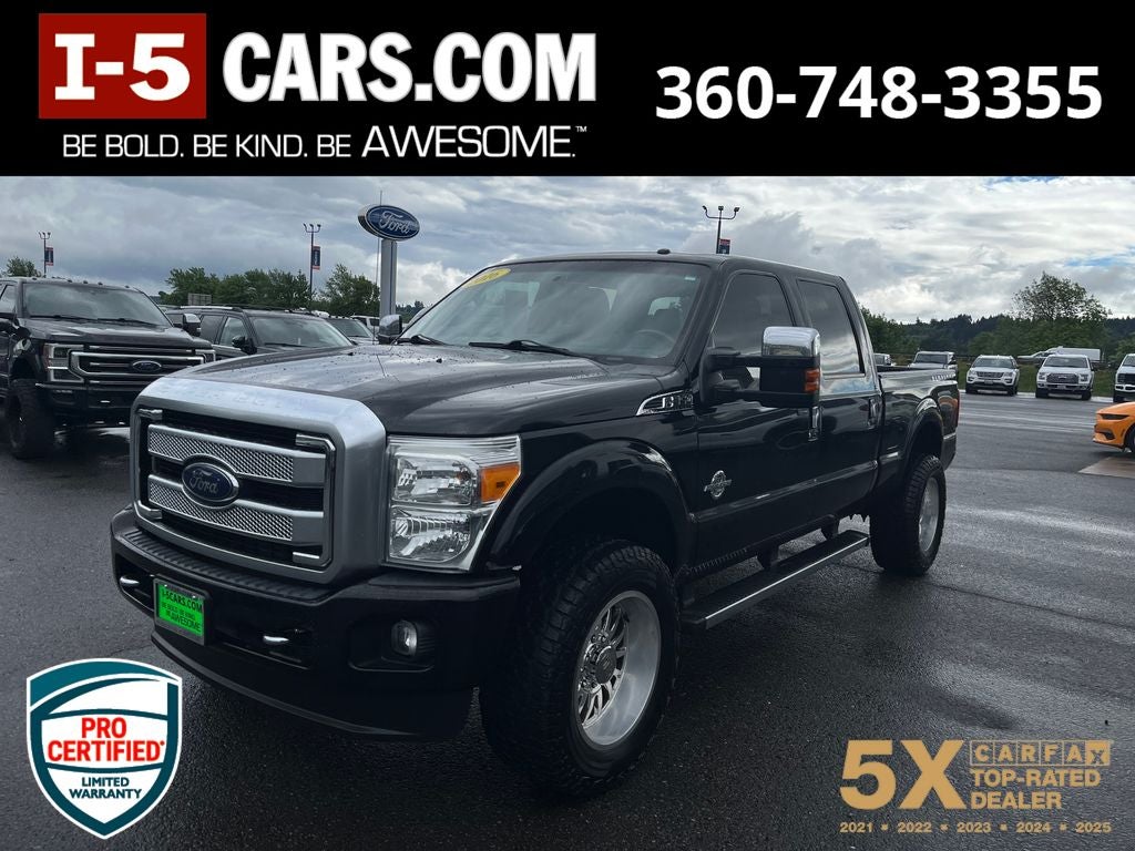 2016 Ford F-350SD Platinum in Shadow Black — front three-quarter view
