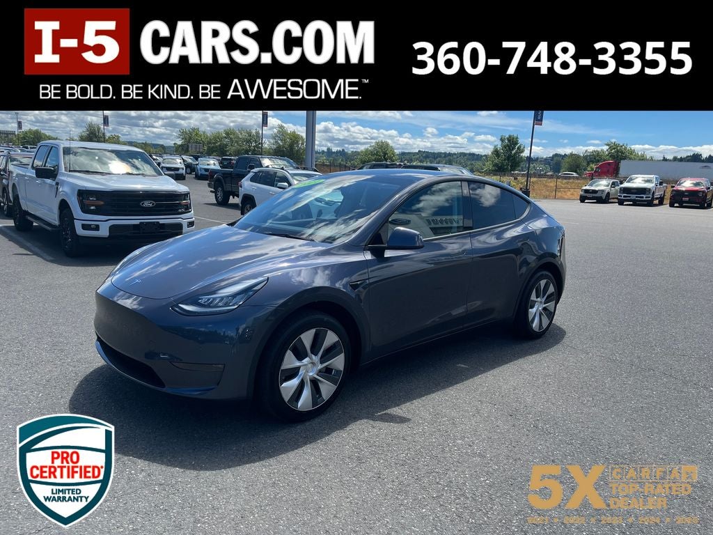 2021 Tesla Model Y Long Range in Gray — front three-quarter view