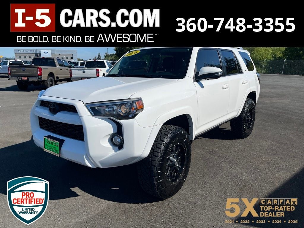 2018 Toyota 4Runner SR5 Premium in Super White — front three-quarter view